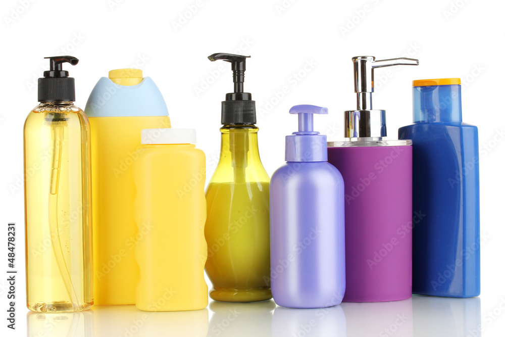 A lot of different cosmetic products for personal care isolated A lot of different cosmetic products for personal care isolated