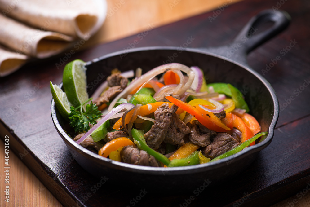Beef fajita in the pan Beef fajita in the pan