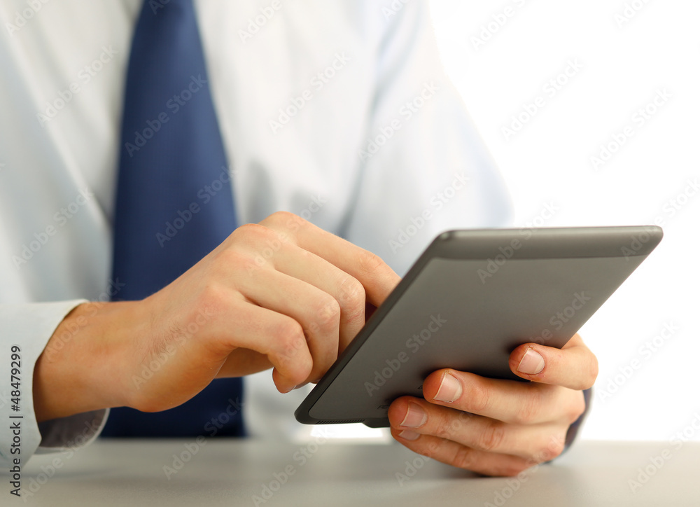 Businessman using computer plane-table Businessman using computer plane-table