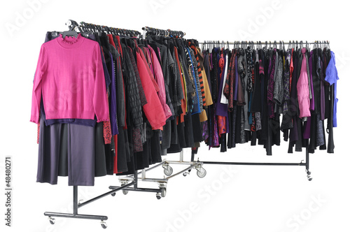 Set of Colorful different autumn/winter clothing on hanging
