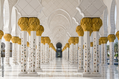 Gallery of marble with gold and ornaments of gems in a mosque