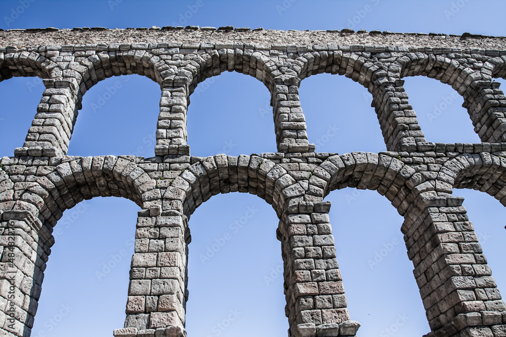 The famous ancient aqueduct in Segovia, Castilla y Leon, Spain