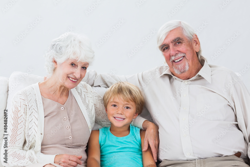 Grandson sitting with grandparents Grandson sitting with grandparents