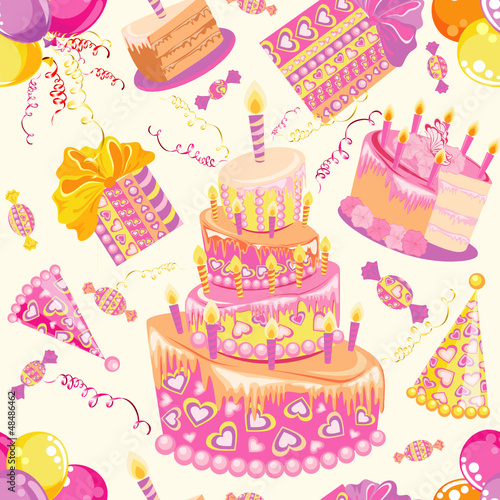 Happy birthday seamless background pattern.