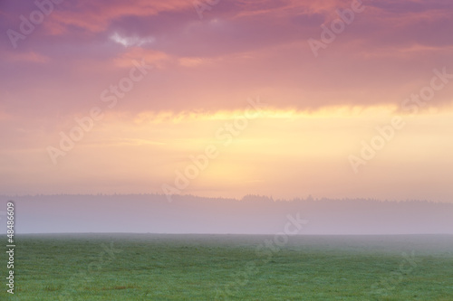 colorful magical foggy morning