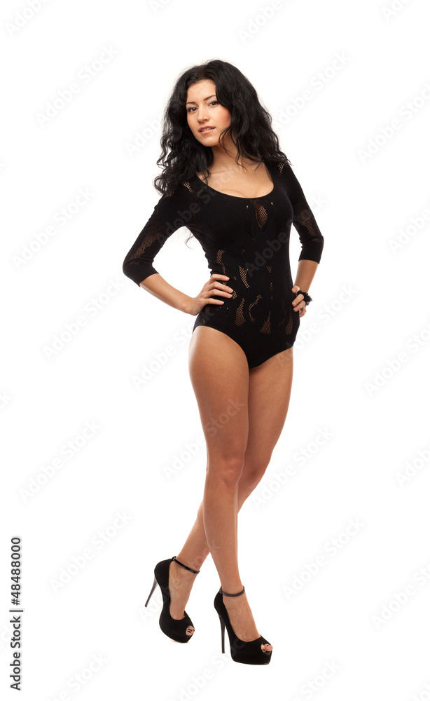 Kombidres beautiful brunette in a white background. Kombidres beautiful brunette in a white background.
