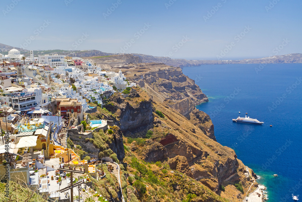 Fira town on the cliff of Santorini island, Greece