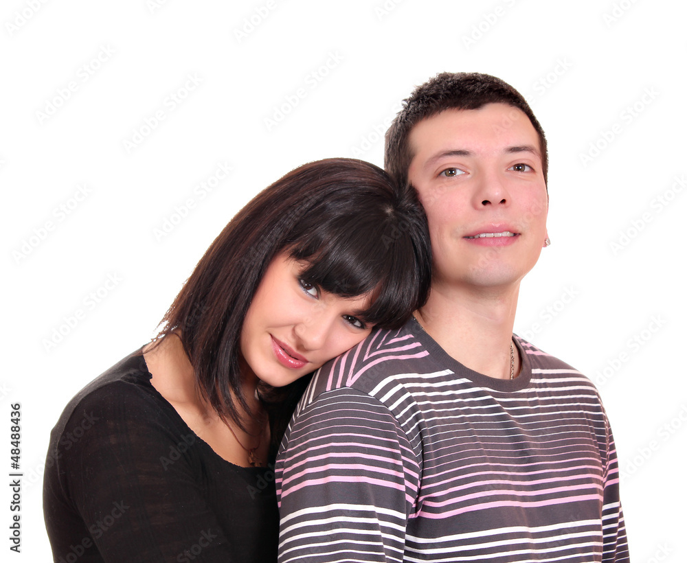 young couple portrait on white young couple portrait on white
