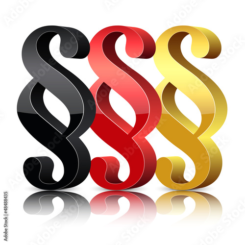 Deutsche Rechtsordnung - 3D Schwarz-Rot-Gold Paragraphenzeichen