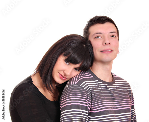 young couple portrait on white
