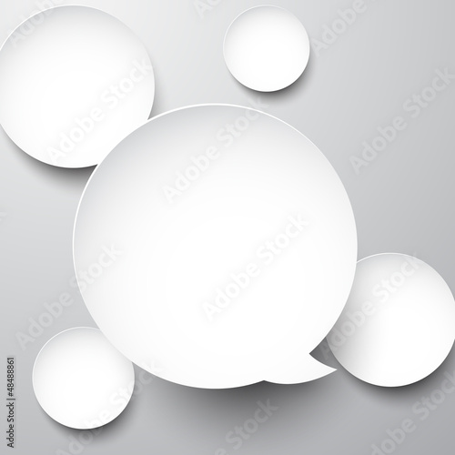 Paper white round speech bubbles.