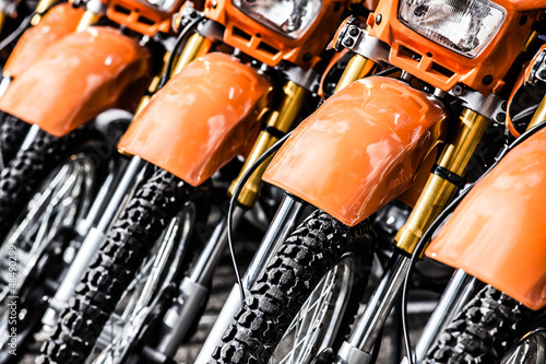 Motorcycles in line in a shop. photo