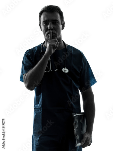 doctor man surgeon hushing portrait silhouette