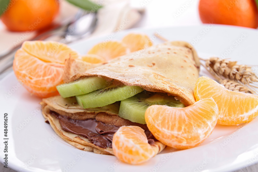 crepe with chocolate and clementine