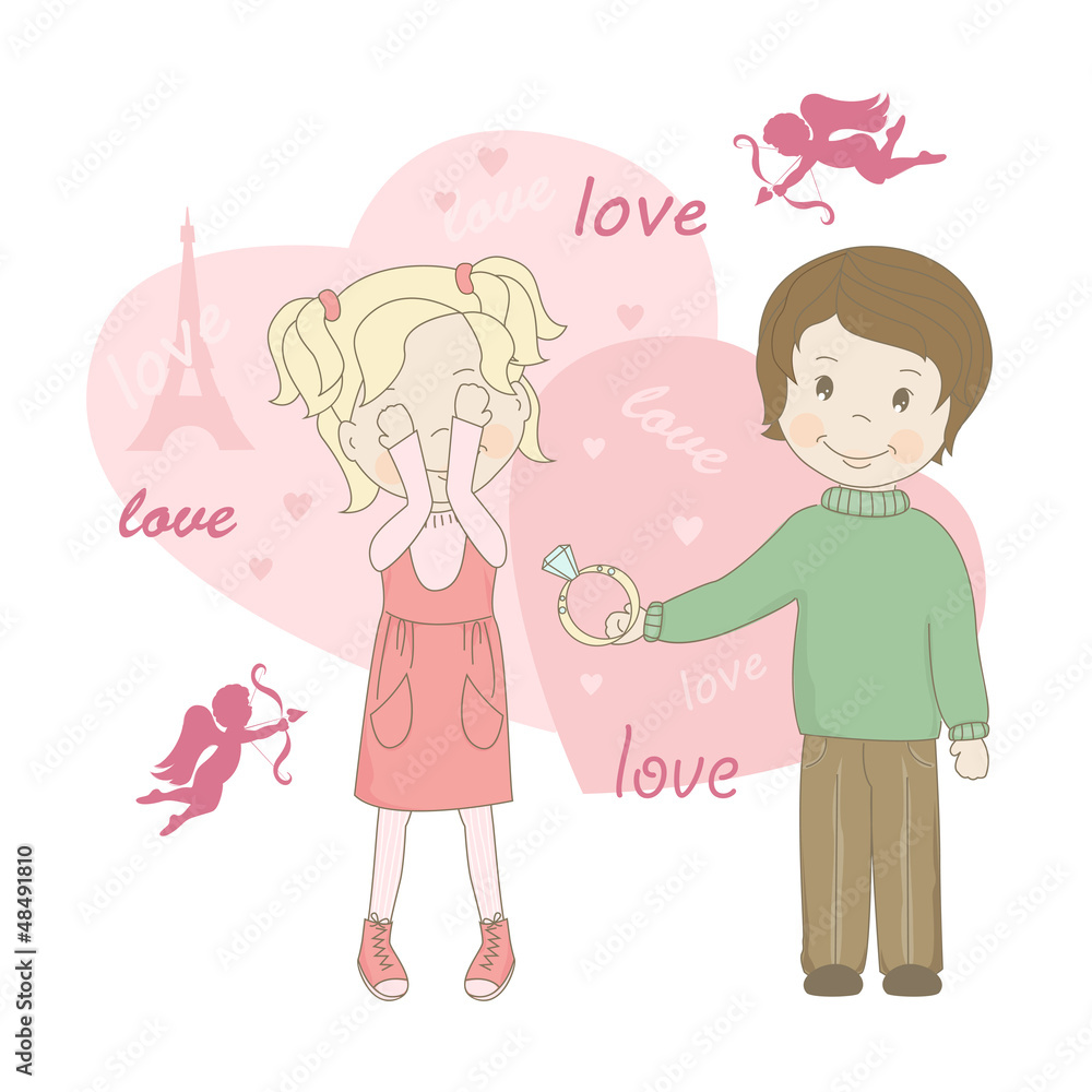 Marriage proposal, Valentine's day greeting card. Marriage proposal, Valentine's day greeting card.
