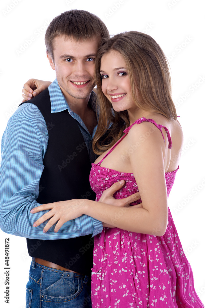 beautiful smiling couple on white background beautiful smiling couple on white background
