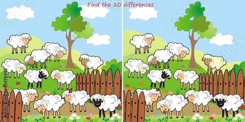 sheep-find 10 differences