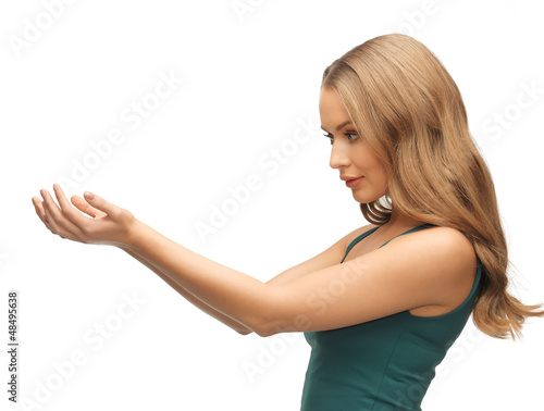 woman holding something on the palms