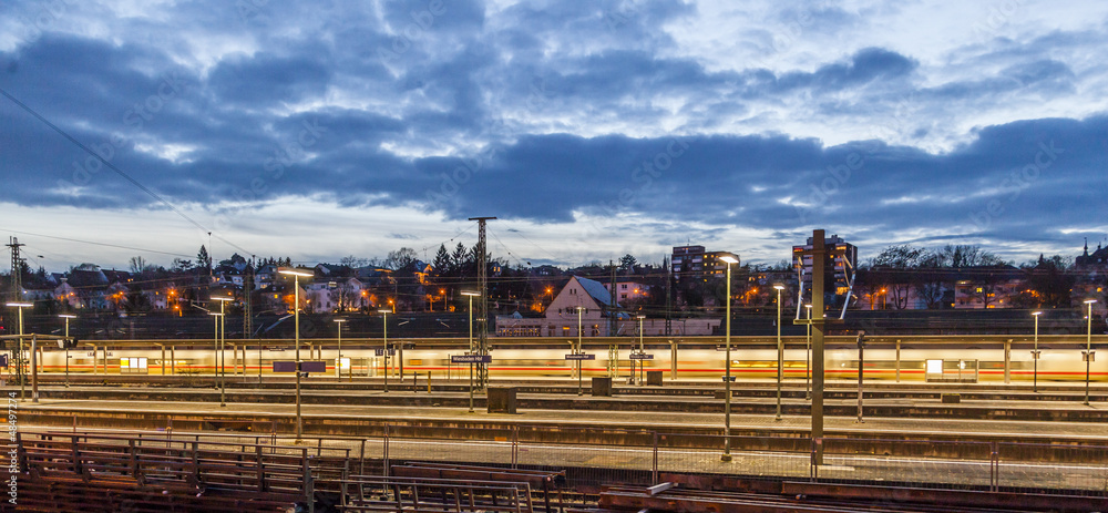 evening train traffic in Wiesbaden