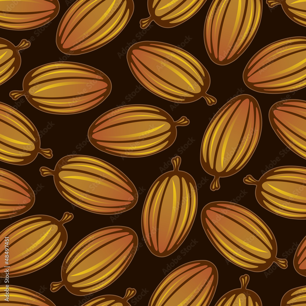 Fototapeta premium Cocoa Fruit Seamless Pattern