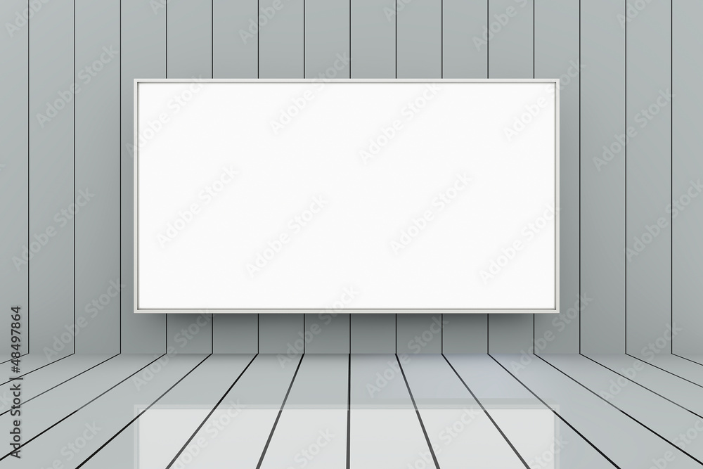 Room with big empty frame - 3D render