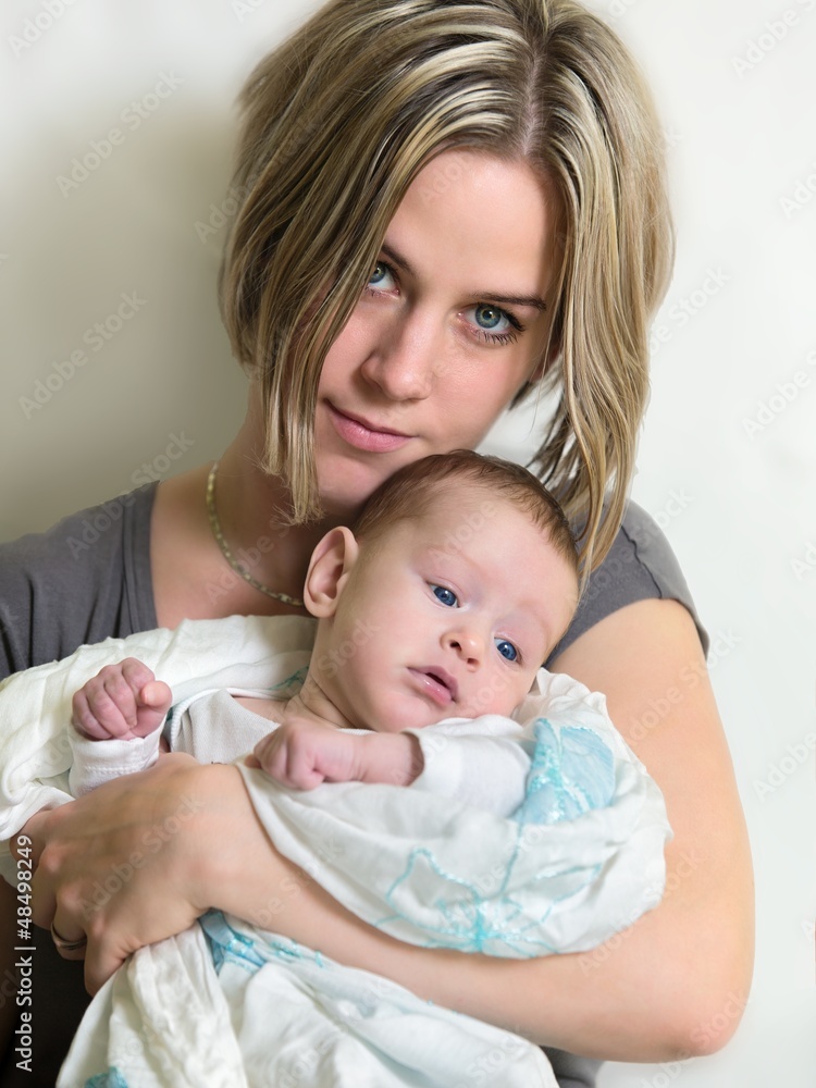 Portrait of angelic baby and his mother Portrait of angelic baby and his mother
