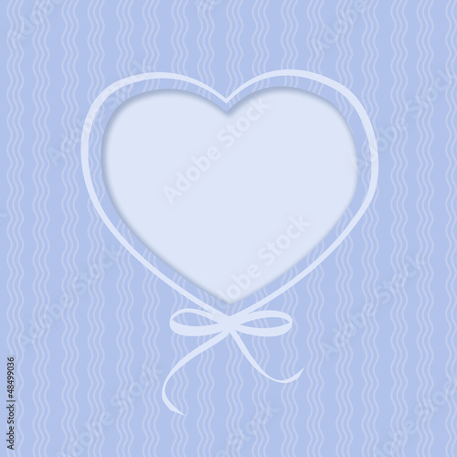 Greeting card with hearts and ribbon bow on blue background. Ill