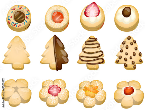 set of various shortbread isolated on white