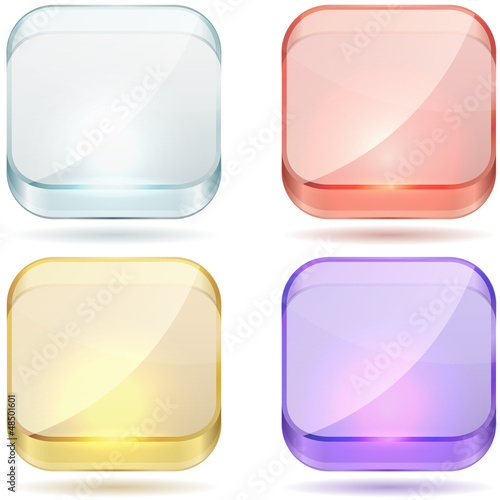Bright color glass rounded square buttons.