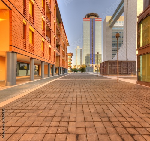 Modern buildings in Brescia with pedestrian passage