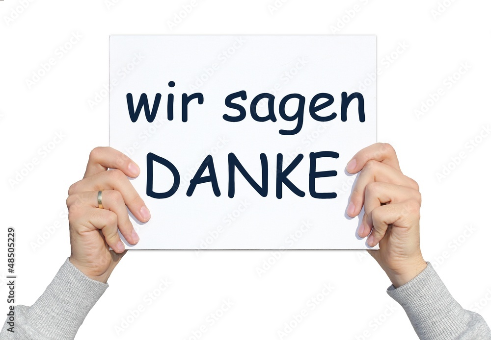 Schild in Hand - Danke Schild in Hand - Danke