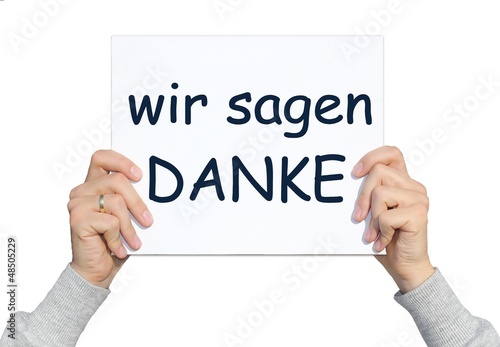 Schild in Hand - Danke