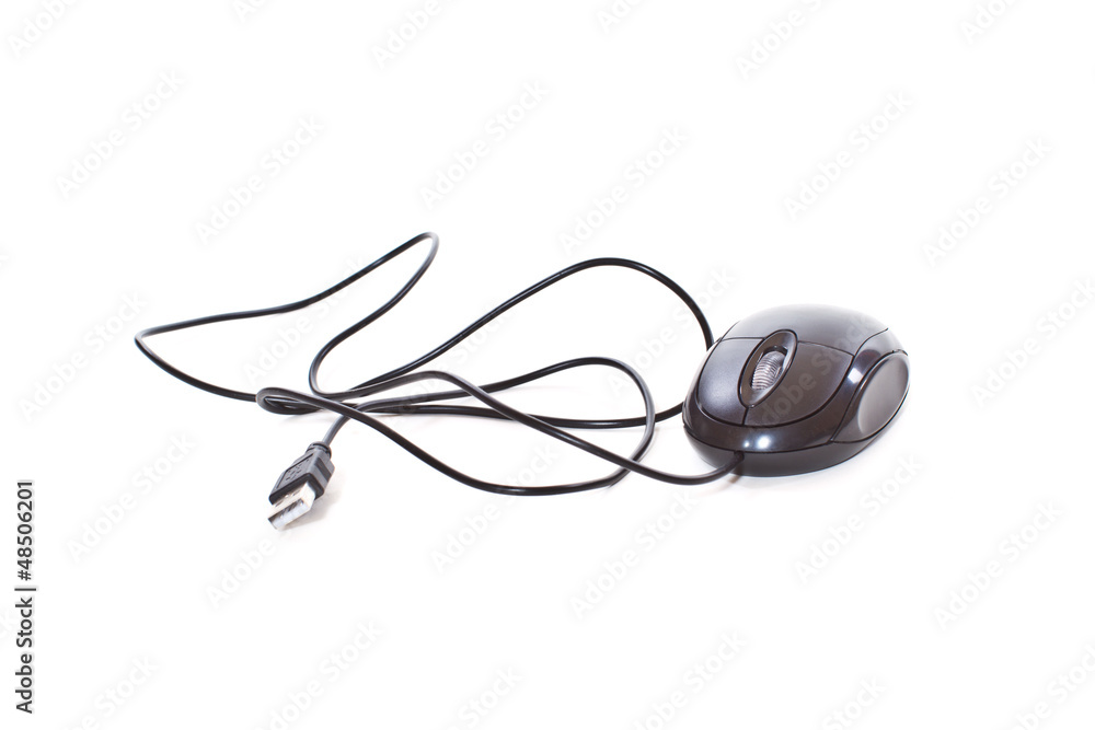 computer mouse with cable on white background computer mouse with cable on white background