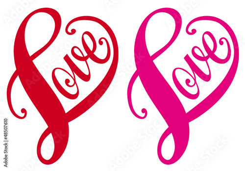 Love, red heart design, vector