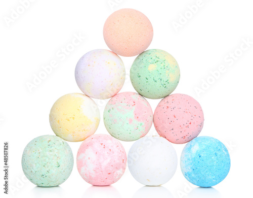 Bath bombs on white background
