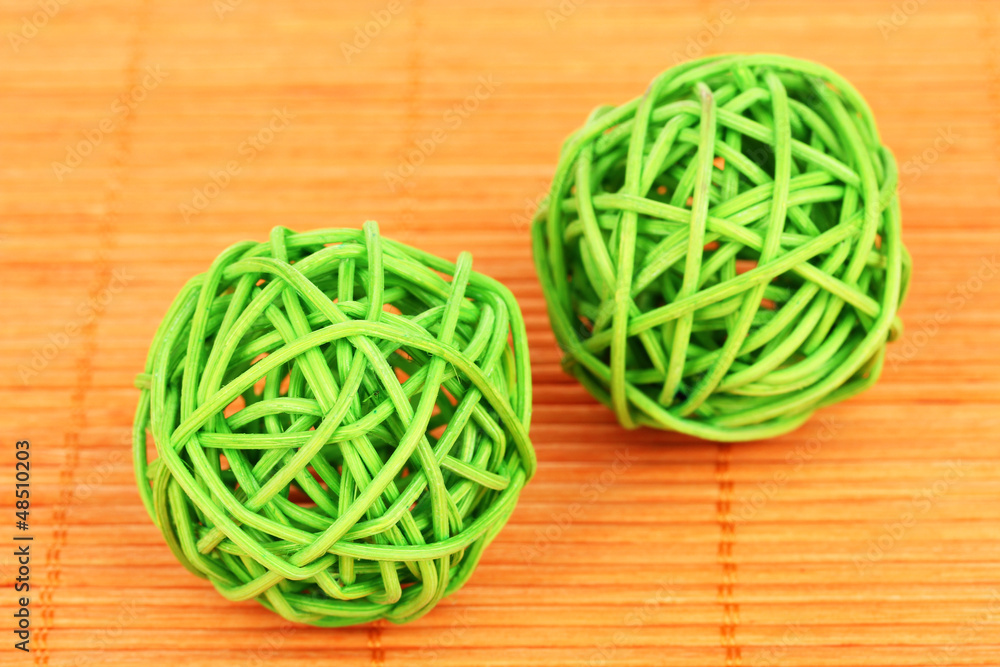 wicker bamboo balls on bamboo mat wicker bamboo balls on bamboo mat
