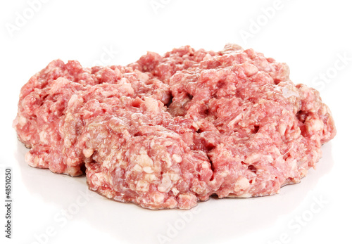 raw ground meat isolated on white