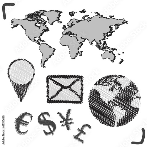 hand drawn globe doodles