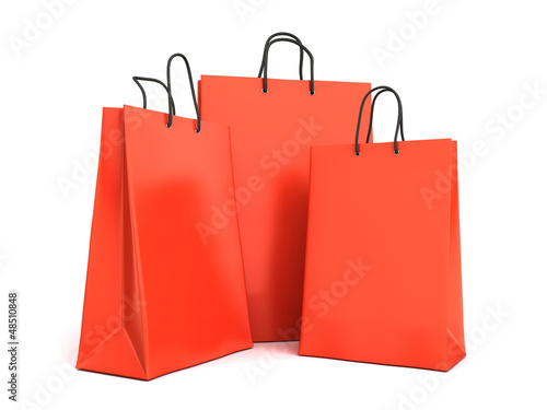 3d render of red shopping bags