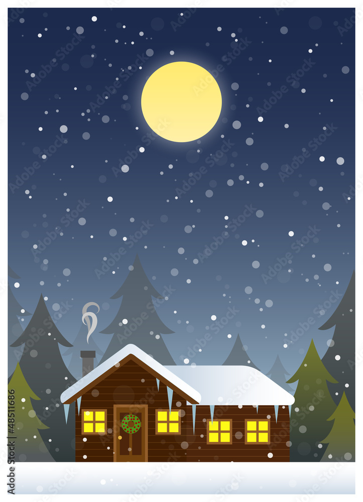 Naklejka premium Cabin Christmas Card