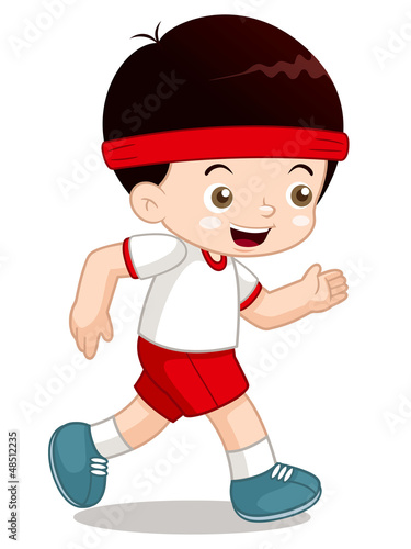 illustration of Cartoon boy jogging