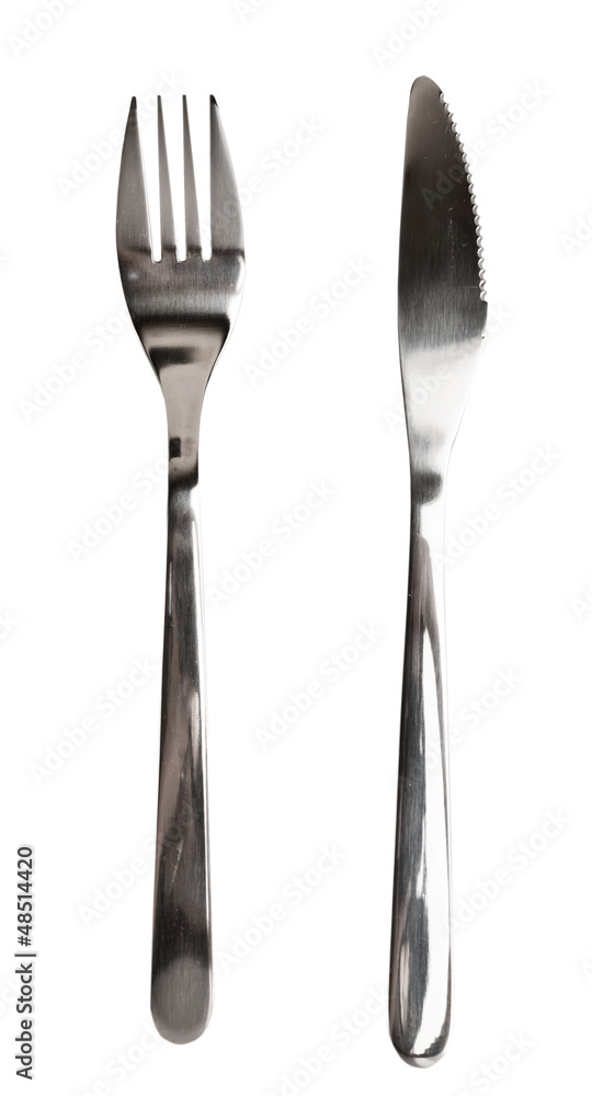 Knife and fork isolated on white background Knife and fork isolated on white background
