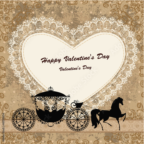 Valentine's card with a horse and carriage