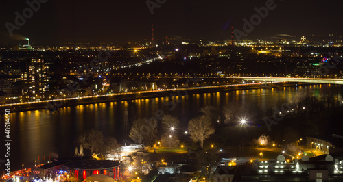 cologne rhine river cityscape at night