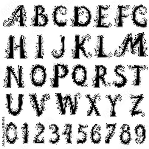 foliage vintage alphabet