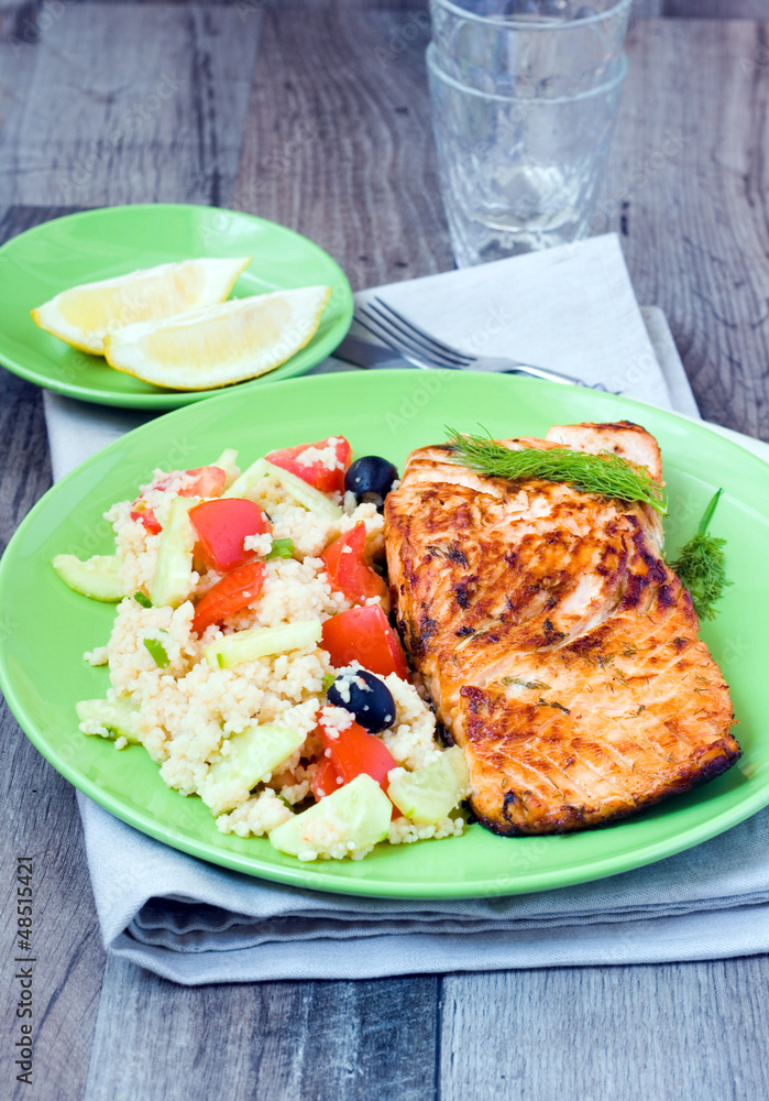 Salmon and couscous with vegetables Salmon and couscous with vegetables