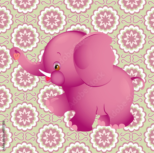 Applique with pink elephant