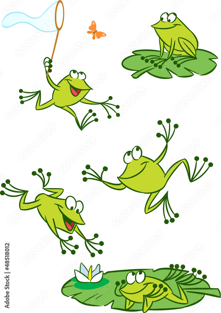 Naklejka premium few green frogs