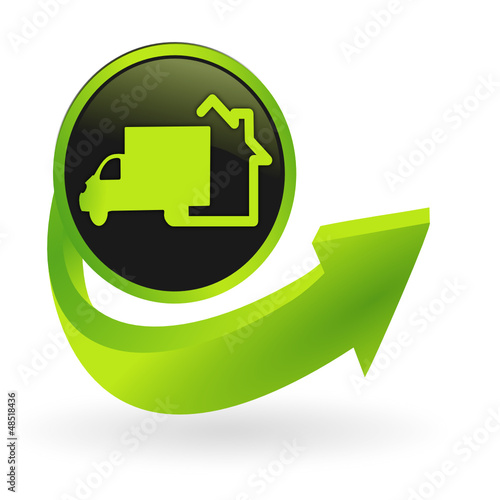 bouton livraison à domicile flêche verte
