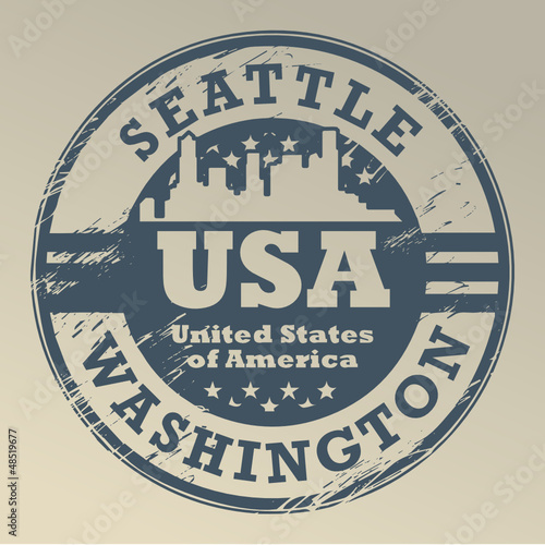 Stamp with name of Washington, Seattle, vector illustration